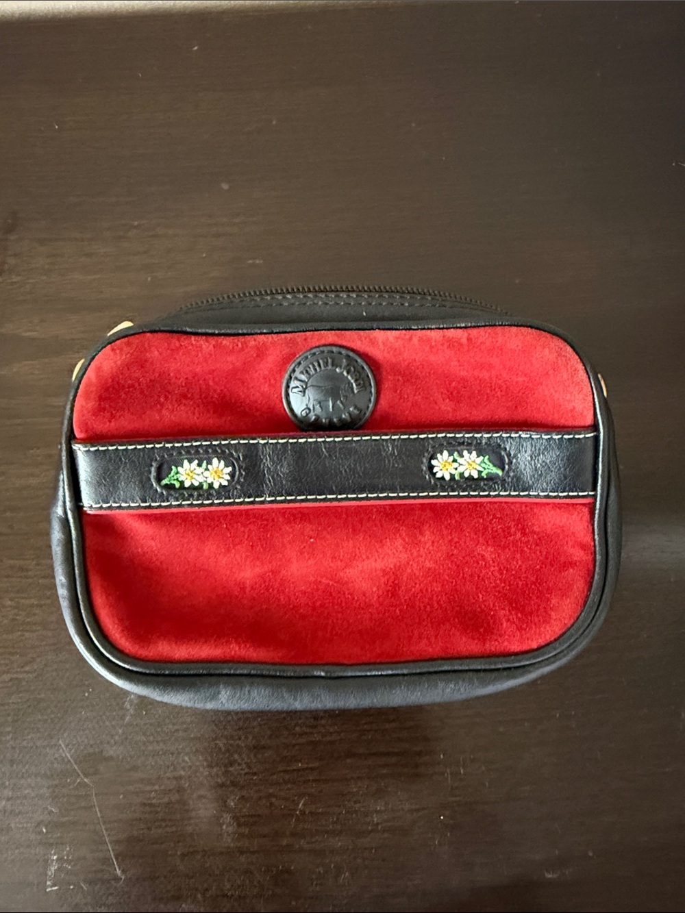 Vintage Michel Jordi Geneve Cross Body/Belt Purse Red Suede